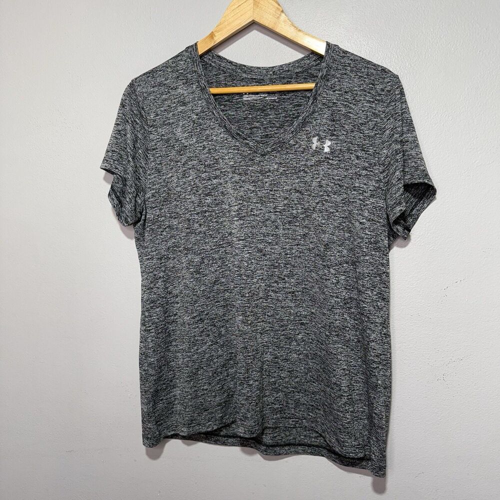 Under Armour HeatGear Women’s Loose Fit V-Neck T-Shirt Gray Size XL Short Sleeve